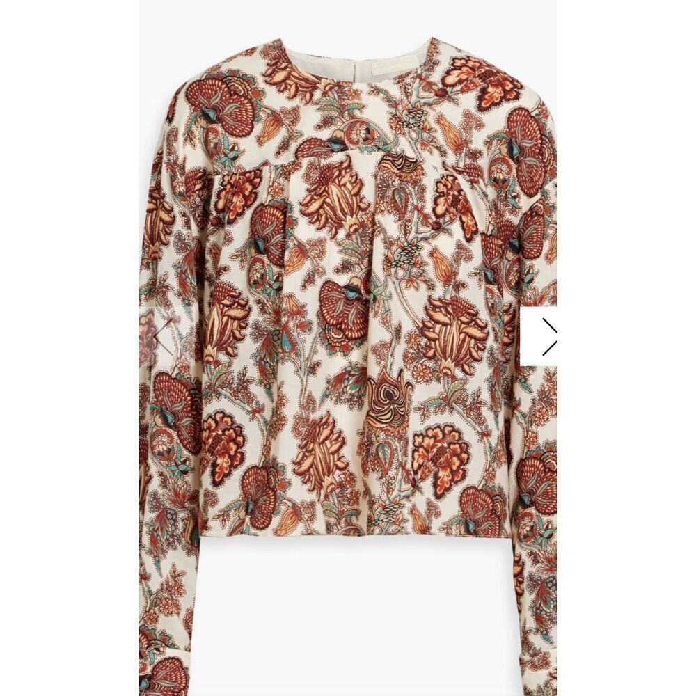 Ulla Johnson Essen Paisley-Print Wool-Blend Top In Brick Nwt S/M